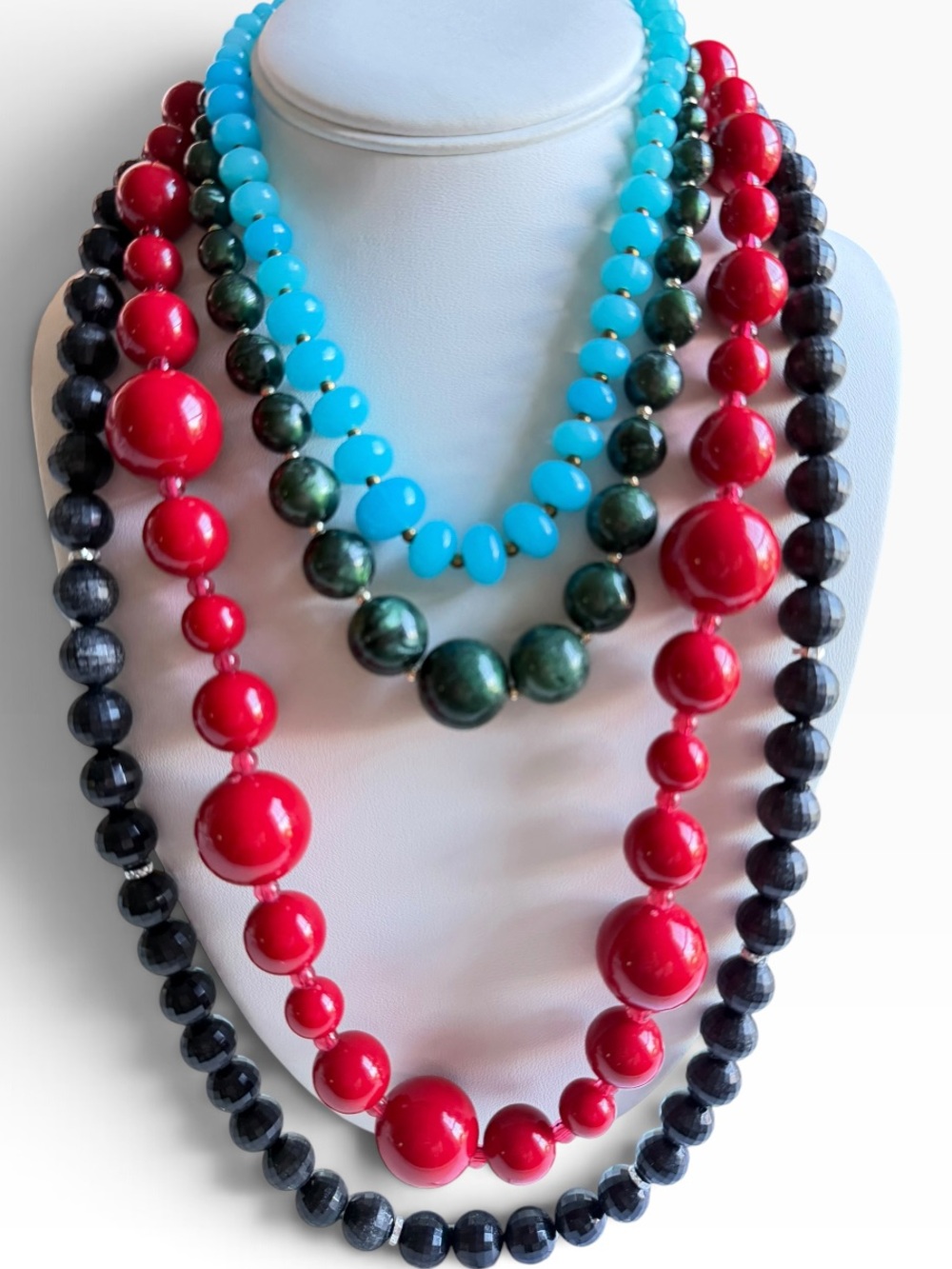 Lot of 4 Chunky Beaded Statement Necklaces Colorful Retro Y2K Costume Jewelry